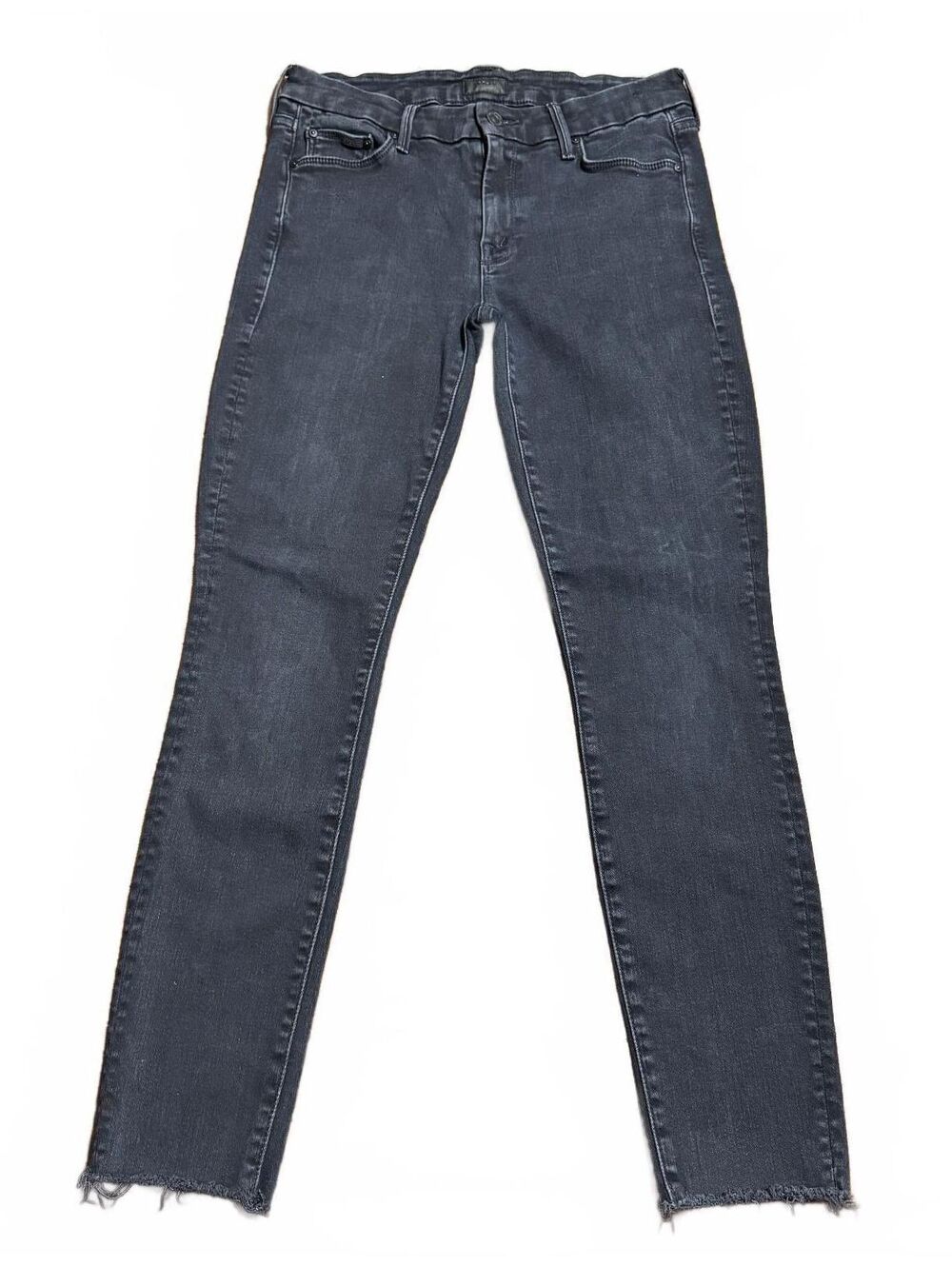 MOTHER The Looker Ankle Fray Blackbird Skinny Jeans Womens 27 (Size S) Made USA